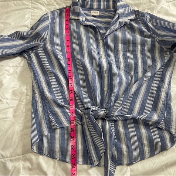 *SOLD* J Crew Striped Tie Waist Button Down M - Picture 7 of 15